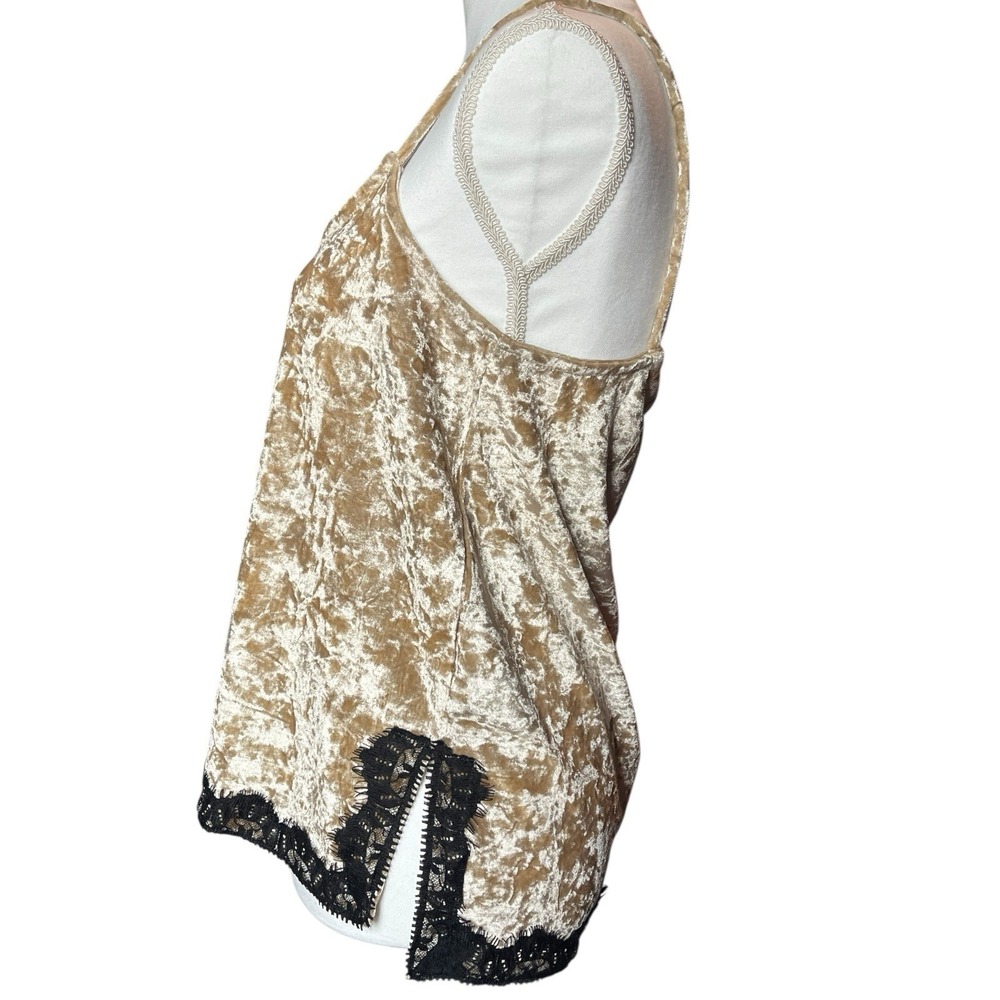Women's Hayden Sz Small Crushed Velvet Tank Black Lace Detail Y2K 90s Whimsical - Picture 3 of 6
